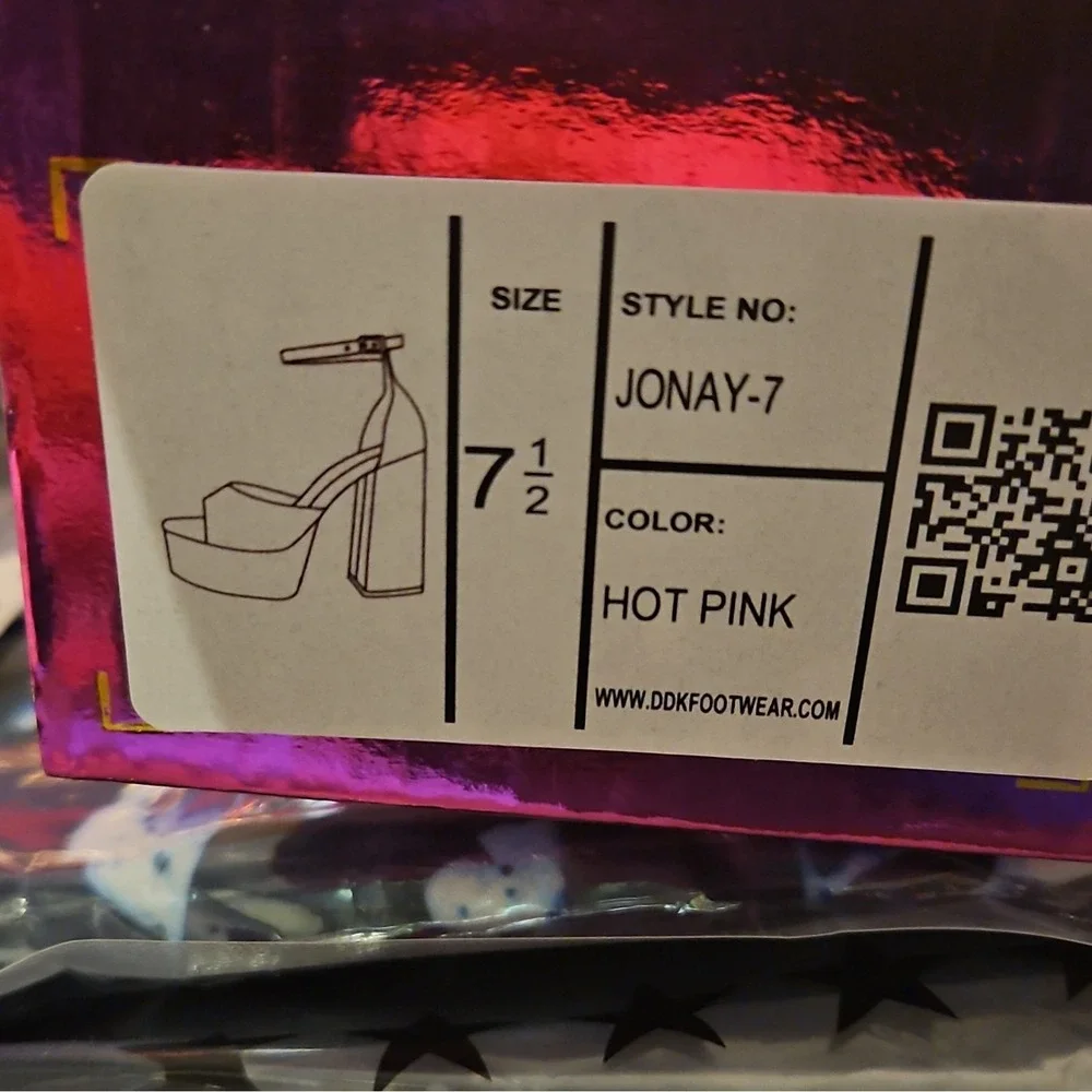 Kayleen Hot Pink Synthetic Platform Block Heel Ankle Strap Open Toe 7.5